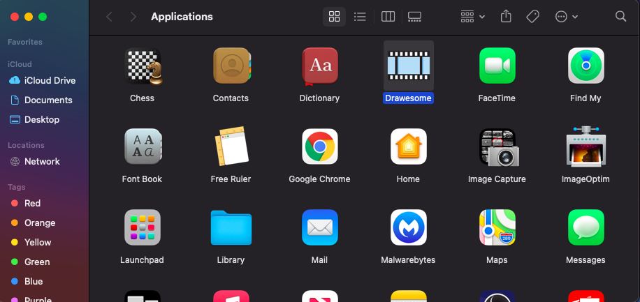 drawesome can be found in applications folder after install