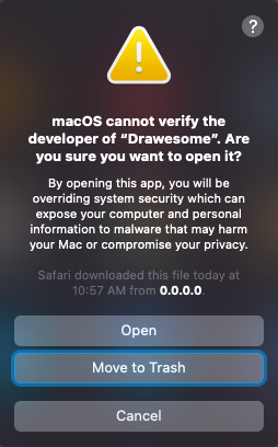 click open to open mac app
